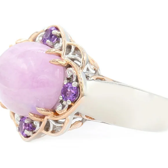 Natural Kunzite & Amethyst Ring in Palladium Sterling Silver 18k RG Sz 6! - Picture 4 of 6
